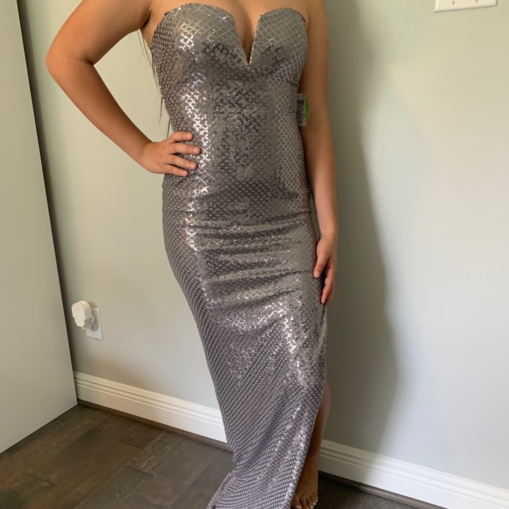 Gray/Silver Long Dress